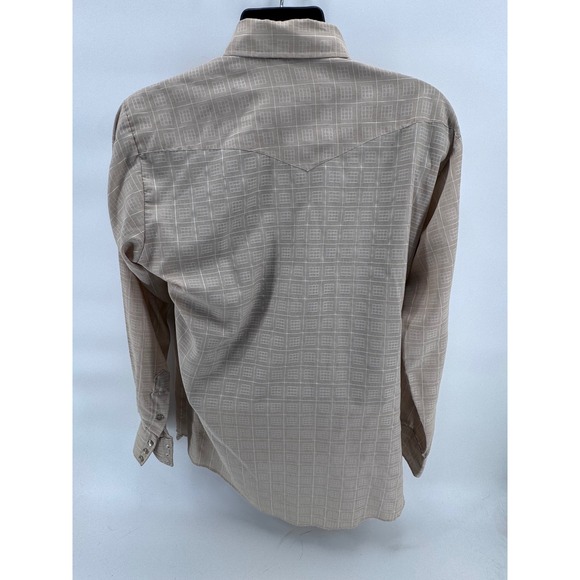 HBarC Ranchwear Long Tail Permanent Press Western Tan Plaid Pearl Snap Size 16 - Picture 3 of 6